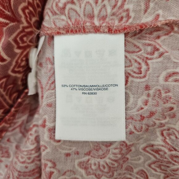 Lands' End Tunic Womens Sz Medium 3/4 Slv Brushed Twill Red Pink Paisley 511833 - Picture 5 of 9